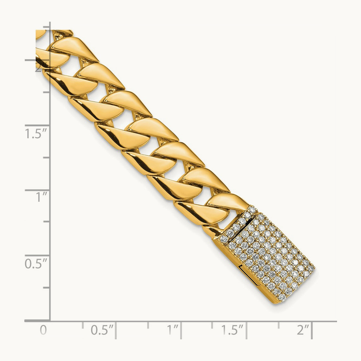 Hand-polished Fancy Link Diamond Clasp Bracelet — 10.2mm