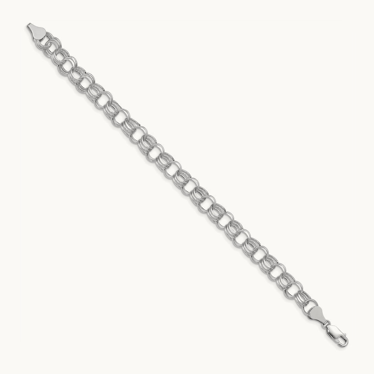 Lite Triple Link Charm Bracelet — 14K White Gold, 8mm