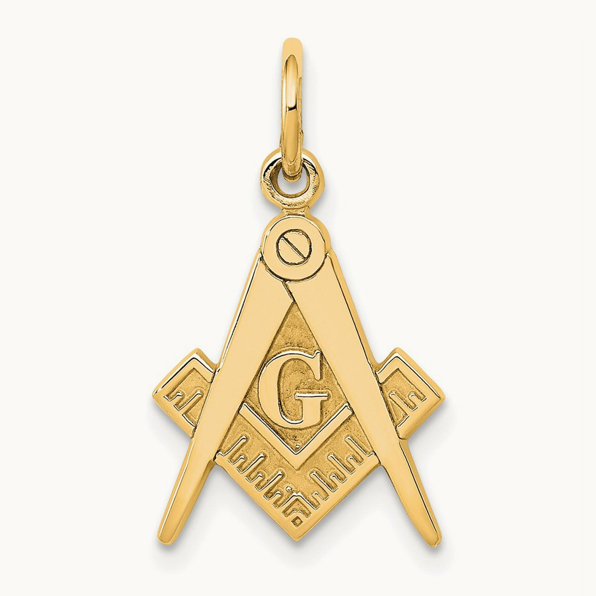 Polished and Textured Masonic Symbol Charm, 14K