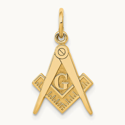 Polished and Textured Masonic Symbol Charm, 14K