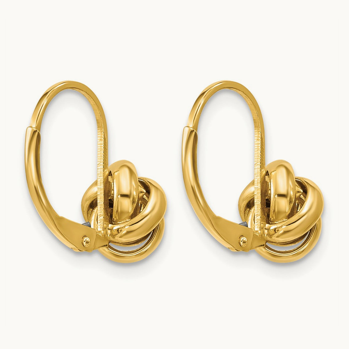Polished Love Knot Leverback Earrings — 14K Yellow Gold
