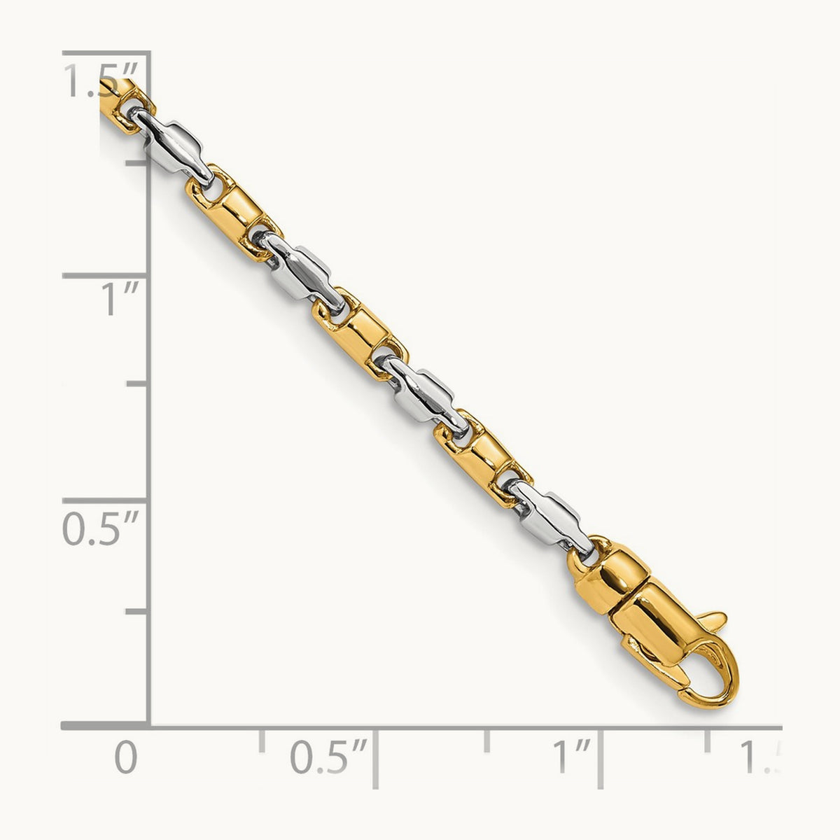 Hand-polished Fancy Link Bracelet, 2.5mm, 14K Two-tone