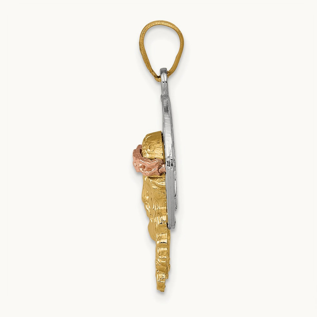 Tri-color Diamond-cut Christ Charm — 28mm