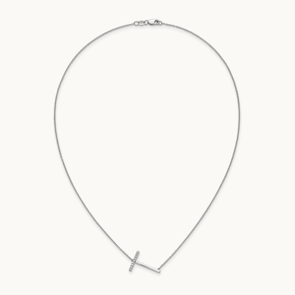 Sideways Diamond Necklace — 14K White Gold, T