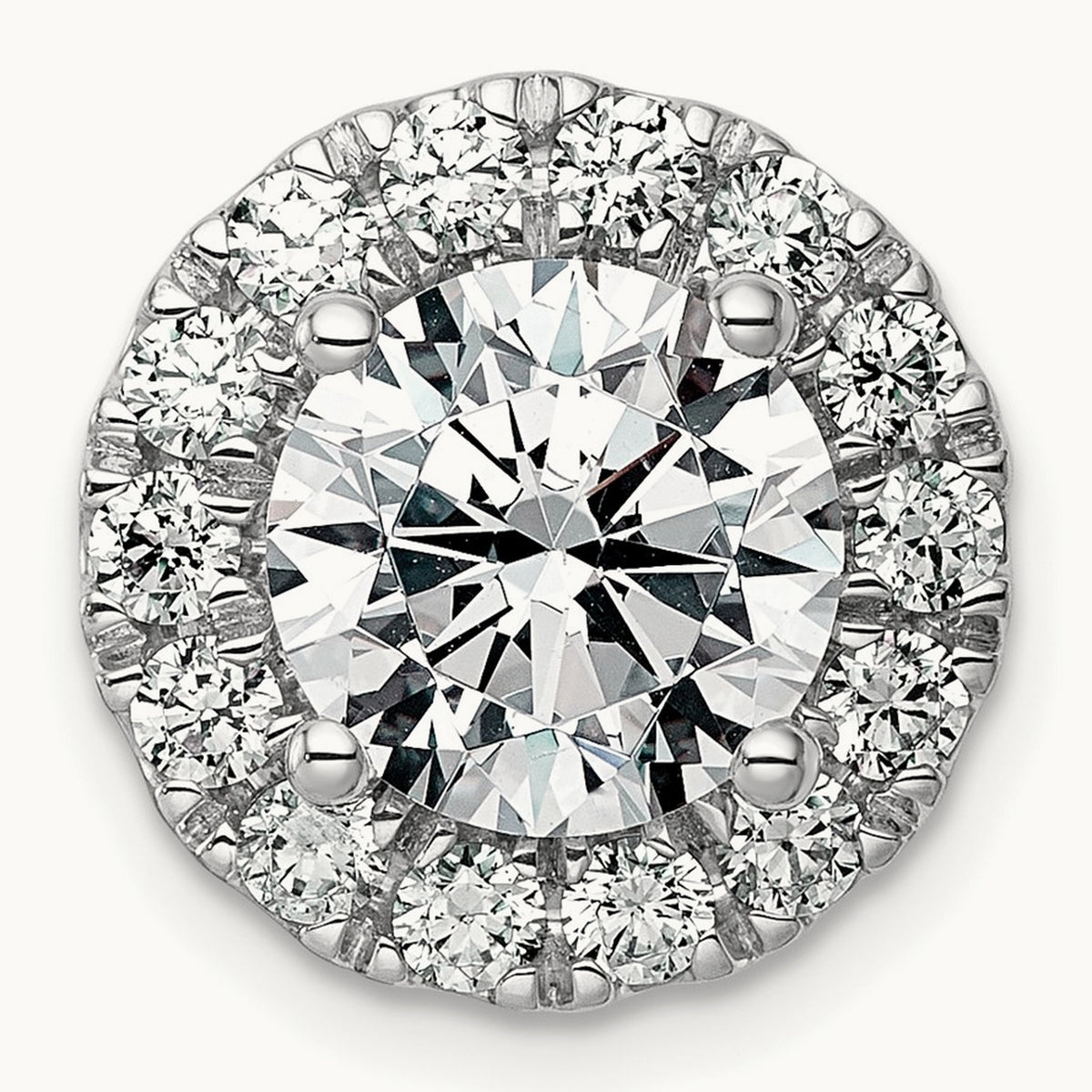 Round Halo Chain Slide Pendant, 0.25-5.00 ct tw Lab-Grown Diamond — 3 3/4 ct, 14K White Gold