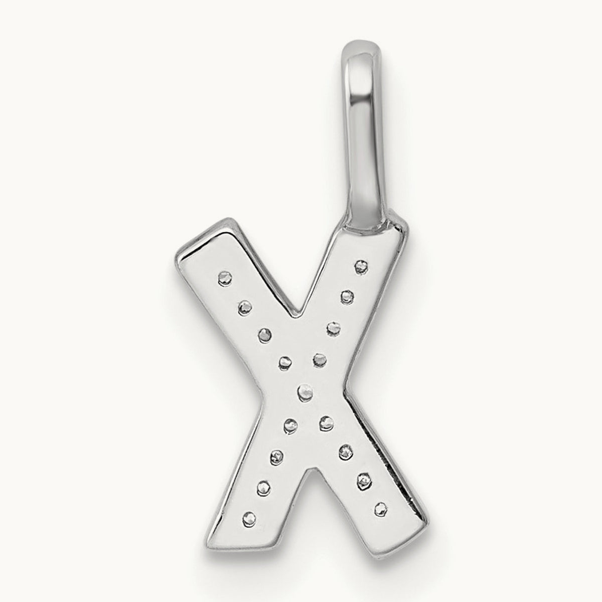 Diamond Letter X Initial Pendant, 14K White Gold