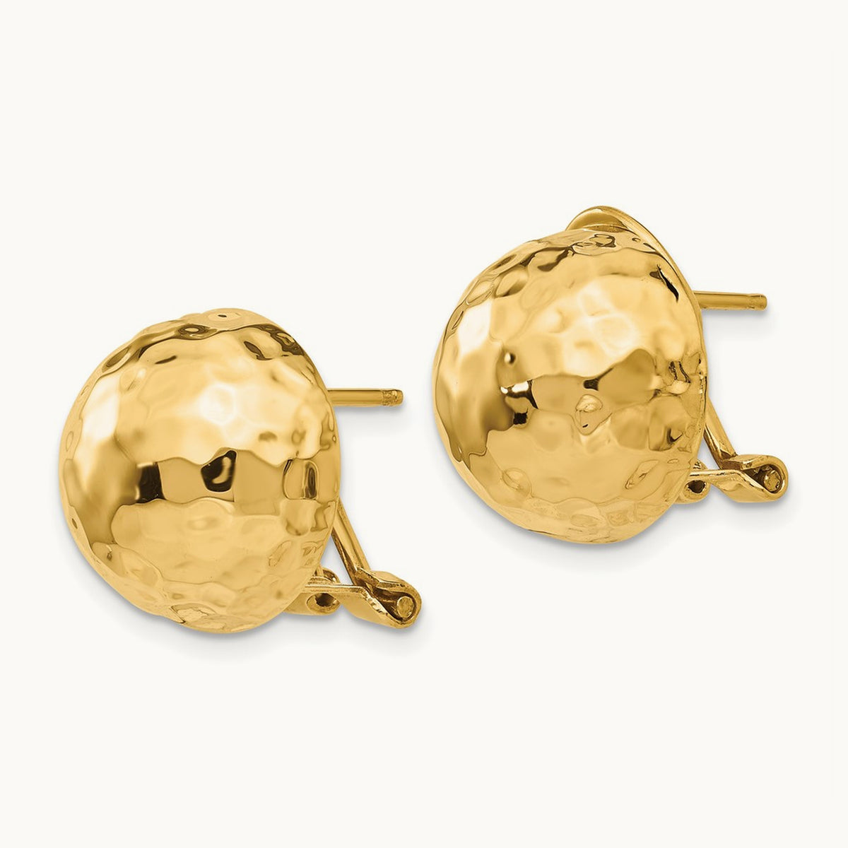 Hammered Omega Back Post Earrings — 14mm