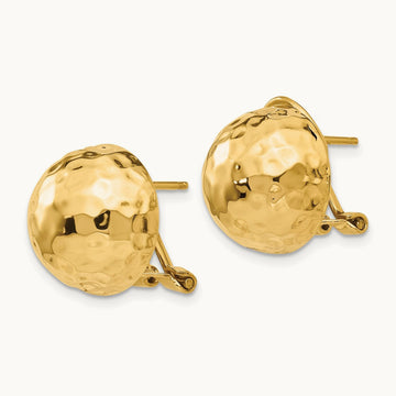 Hammered Omega Back Post Earrings — 14mm