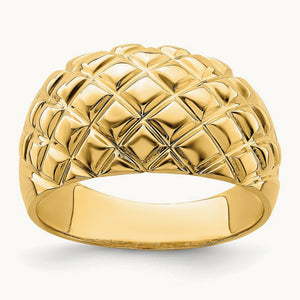 Polished Basket Weave Pattern Ring, 14K