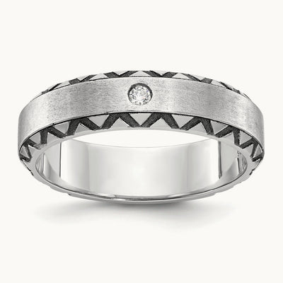 Men's w/Black Rhod Satin Diamond Complete Ring — IBGoodman — photo set