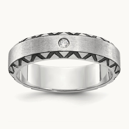 Men's w/Black Rhod Satin Diamond Complete Ring — IBGoodman — photo set