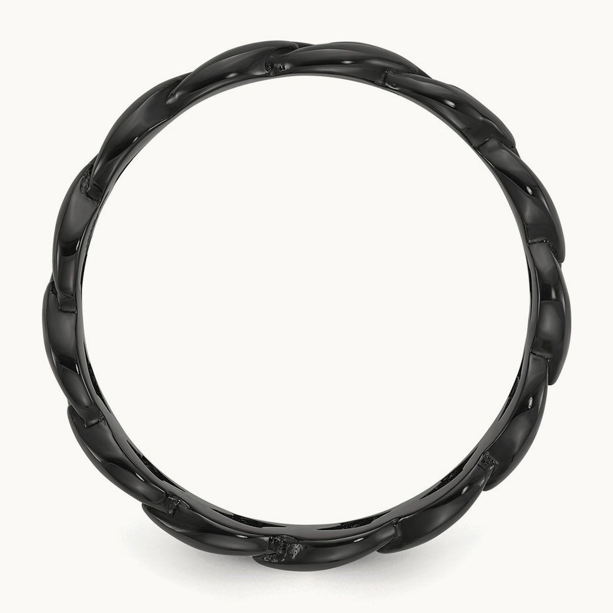 Polished Black IP-plated Curb Link Band, 8mm, Stainless Steel