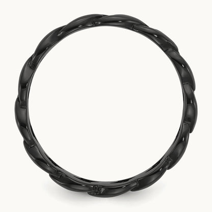 Polished Black IP-plated Curb Link Band, 8mm, Stainless Steel
