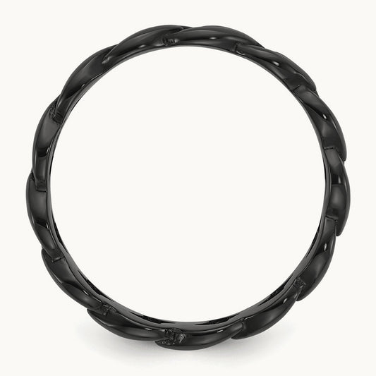 Polished Black IP-plated Curb Link Band, 8mm, Stainless Steel
