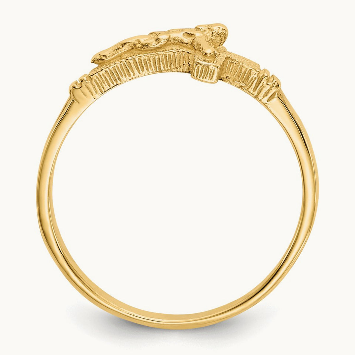 Satin Finish Childs Crucifix Ring, 14K