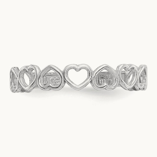 Polished Cut Out Hearts Toe Ring, 14K White Gold