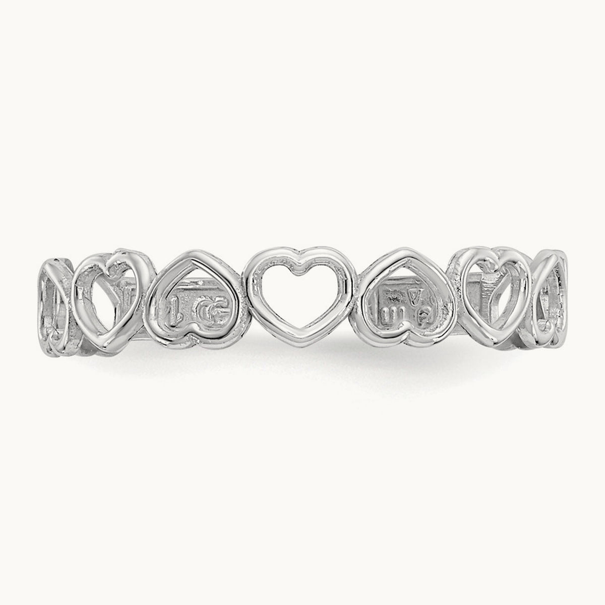 Polished Cut Out Hearts Toe Ring, 14K White Gold