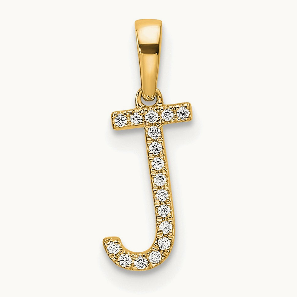 Diamond Letter J Initial Pendant, 14K