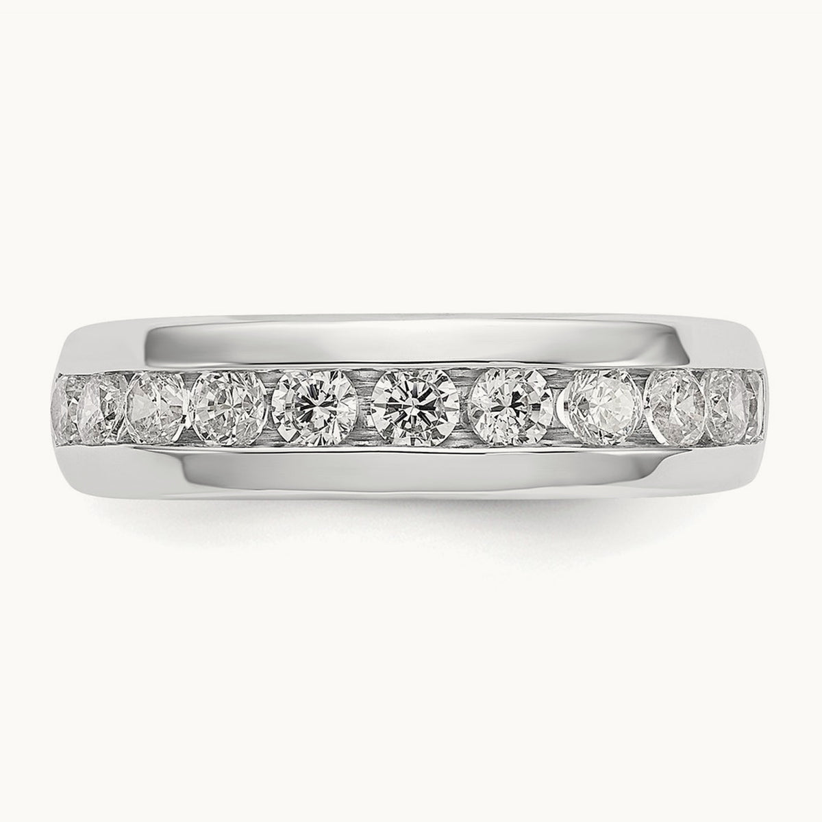 11-Stone Diamond Channel Band, 14K White Gold