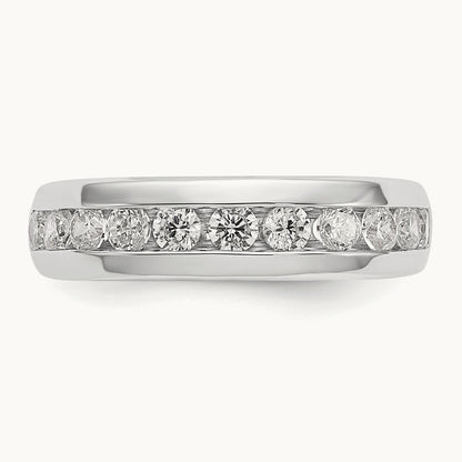 11-Stone Diamond Channel Band, 14K White Gold