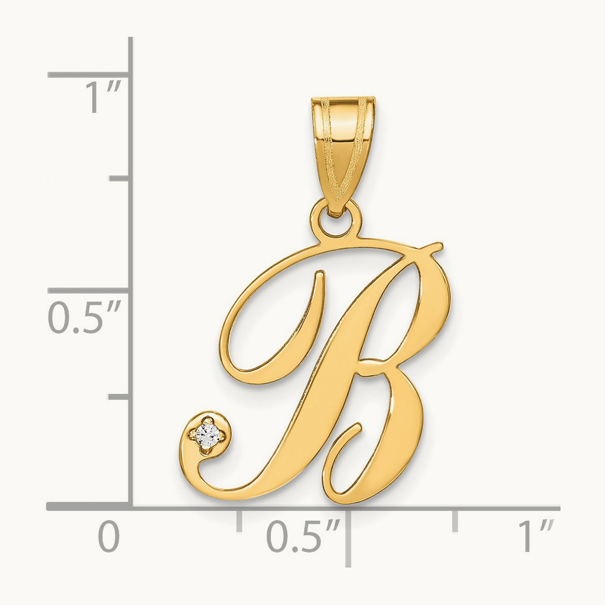 Script Initial Pendant with Diamond — B