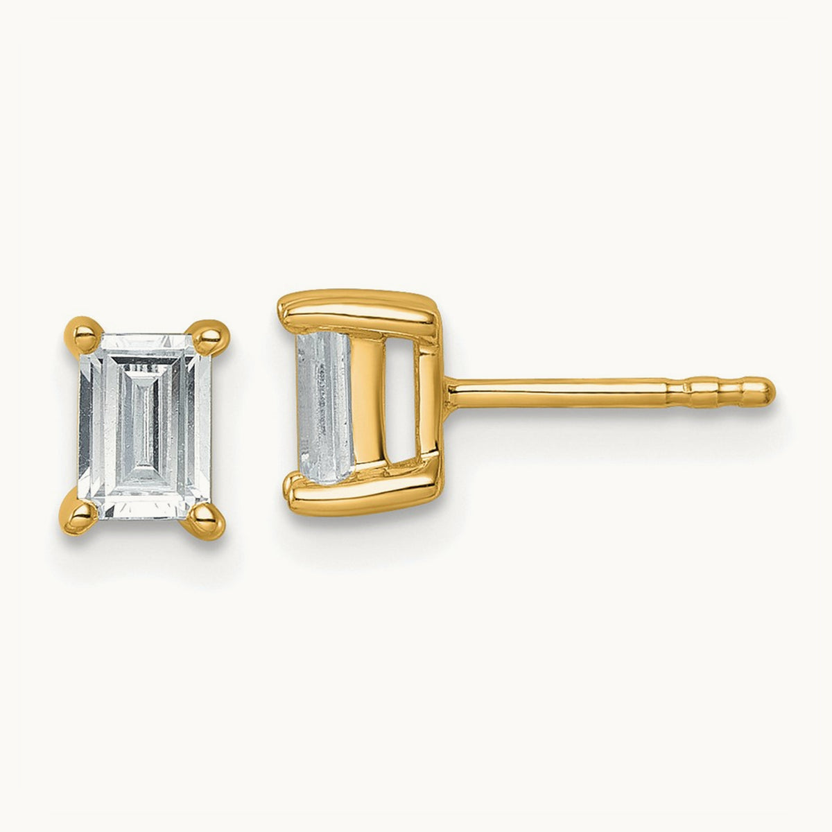 Emerald Four-Prong Stud Earrings, 0.50-6.00 ct tw Lab-Grown Diamond — 1 ct, 14K Yellow Gold