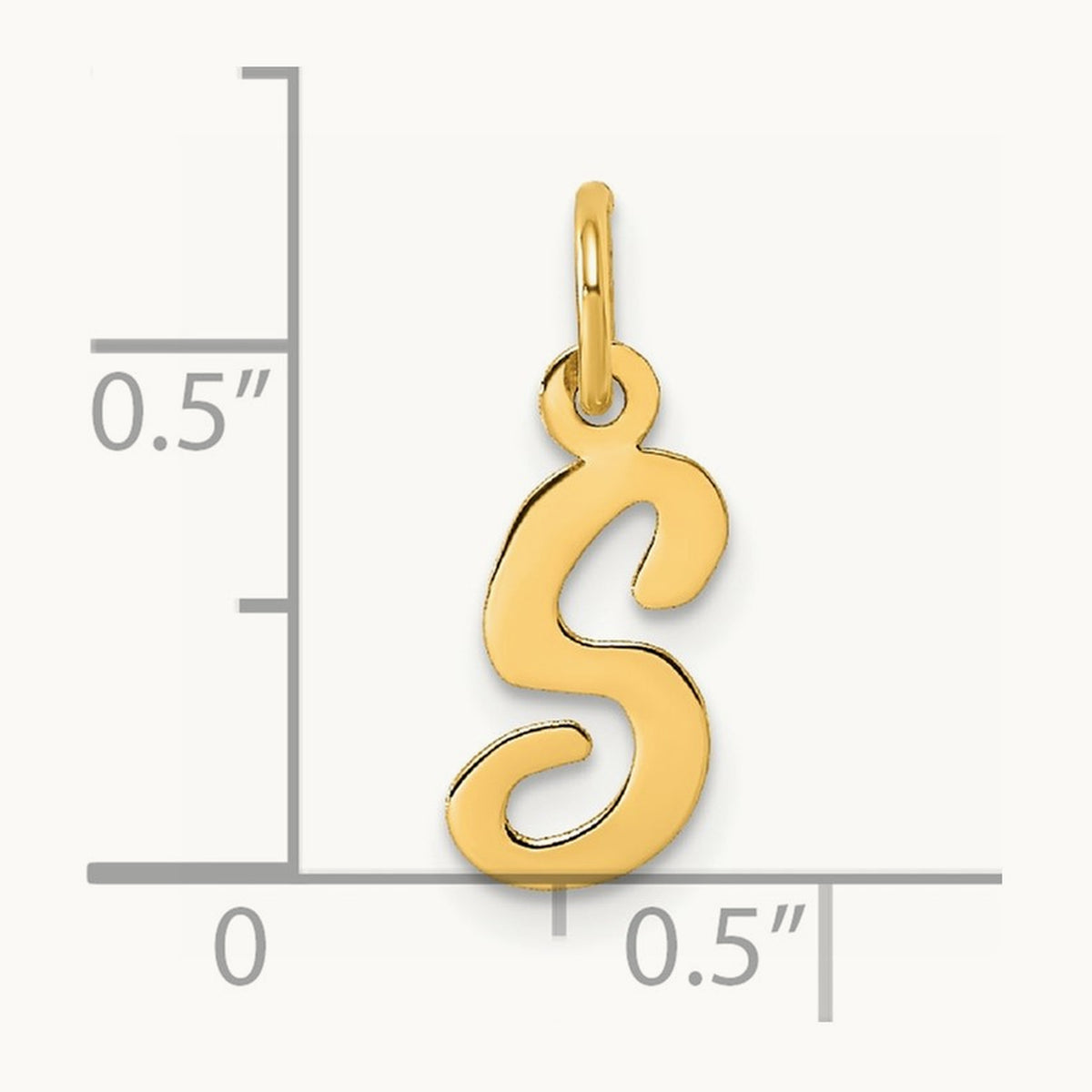 Small Script Letter S Initial Charm, 14K