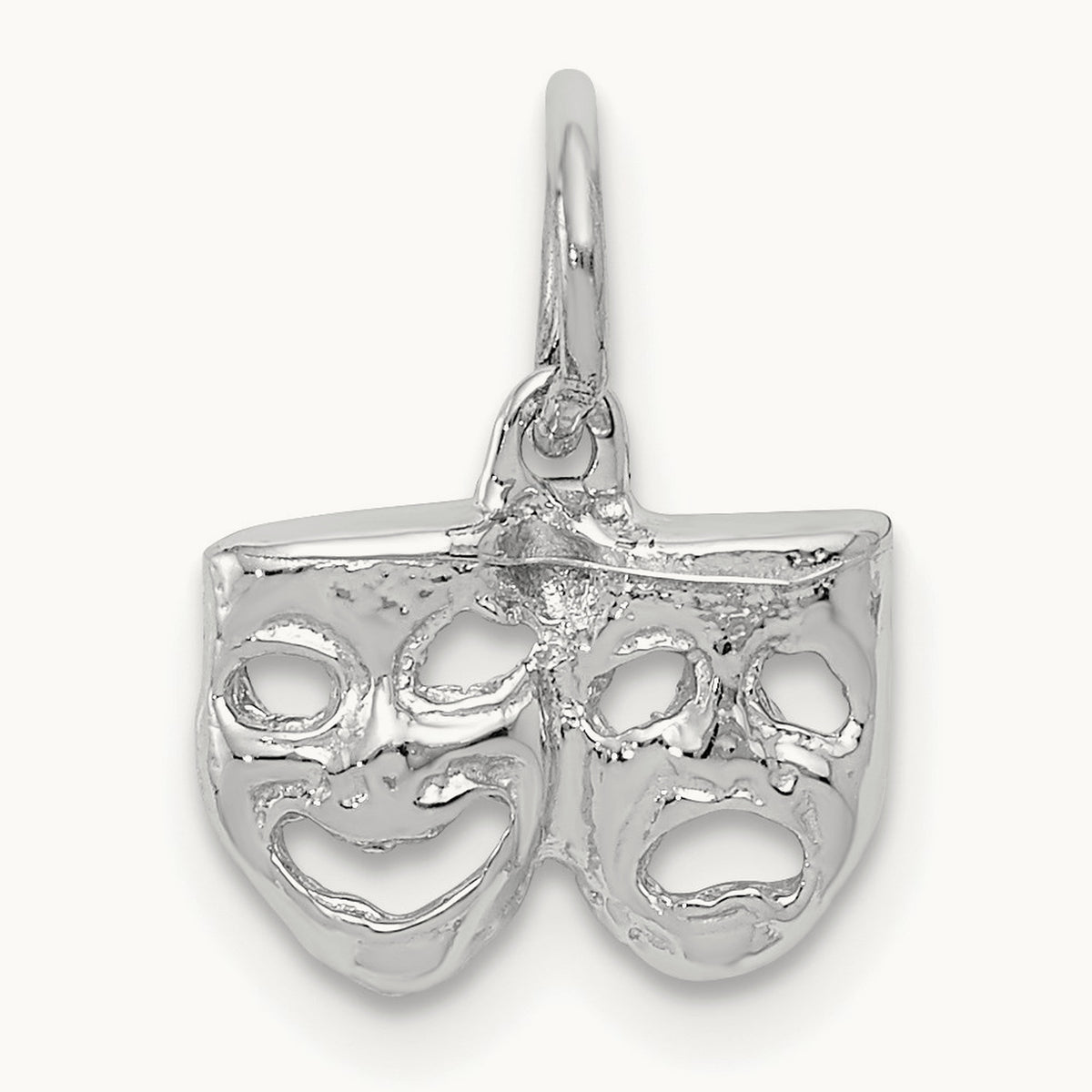 Solid Comedy/Tragedy Charm, 14K White Gold
