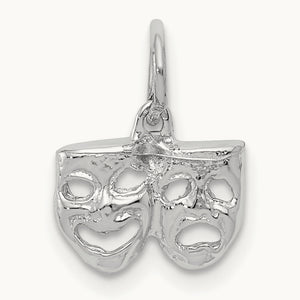 Solid Comedy/Tragedy Charm, 14K White Gold