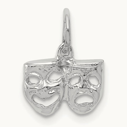 Solid Comedy/Tragedy Charm, 14K White Gold