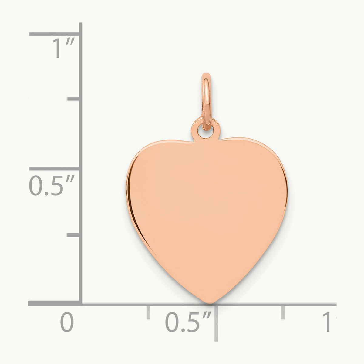 Polished Heart Shaped Disc Pendant, 14K Rose