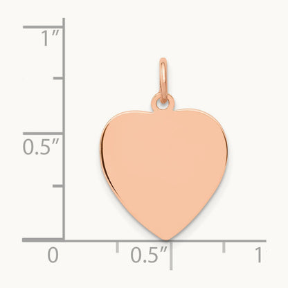 Polished Heart Shaped Disc Pendant, 14K Rose