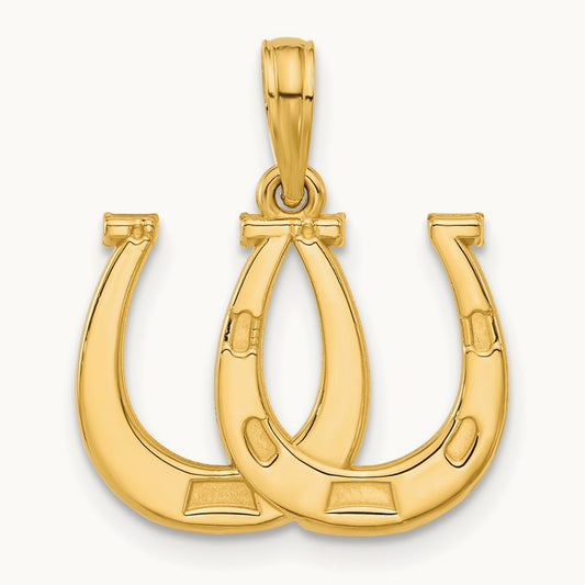 Polished Double Horseshoe Pendant, 14K