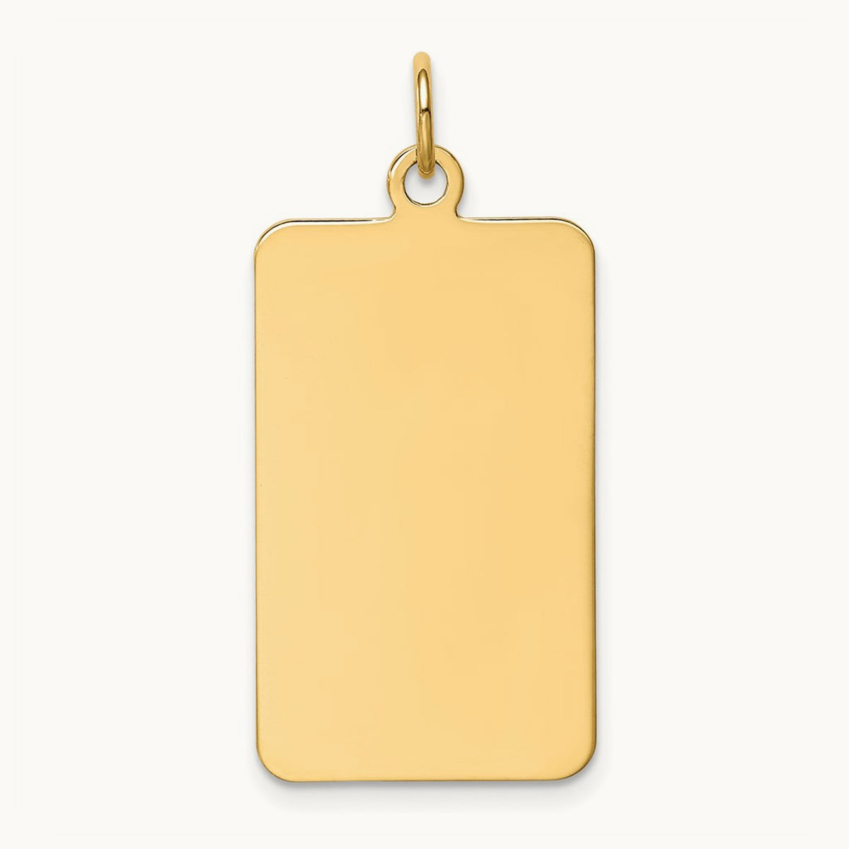 Plain .027 Gauge Rectangular Engravable Disc Charm — 14K Yellow Gold, 32mm