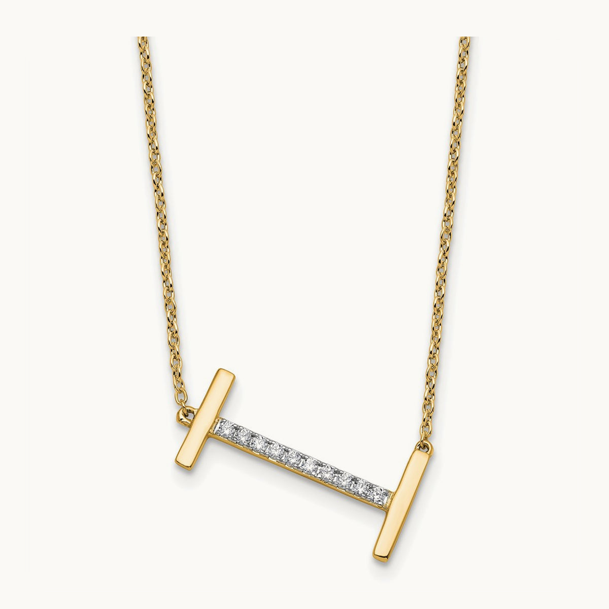 Sideways Diamond Necklace — 14K Yellow Gold, I