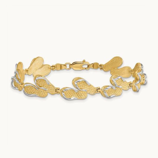 Flip Flops Bracelet, 14K with Rhodium