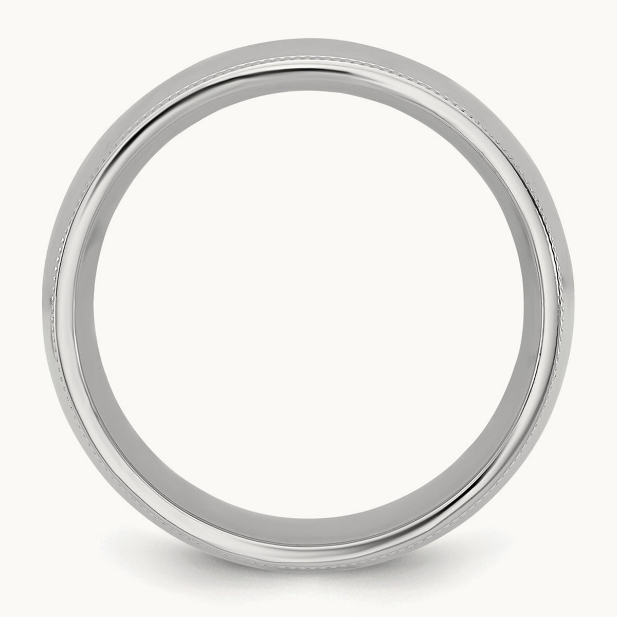 Milgrain Comfort Fit Band — 14K White Gold, 8mm