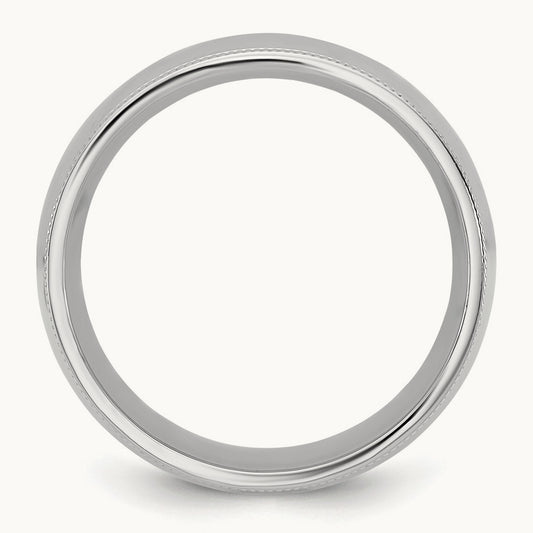 Milgrain Comfort Fit Band, 8mm, 10K White Gold