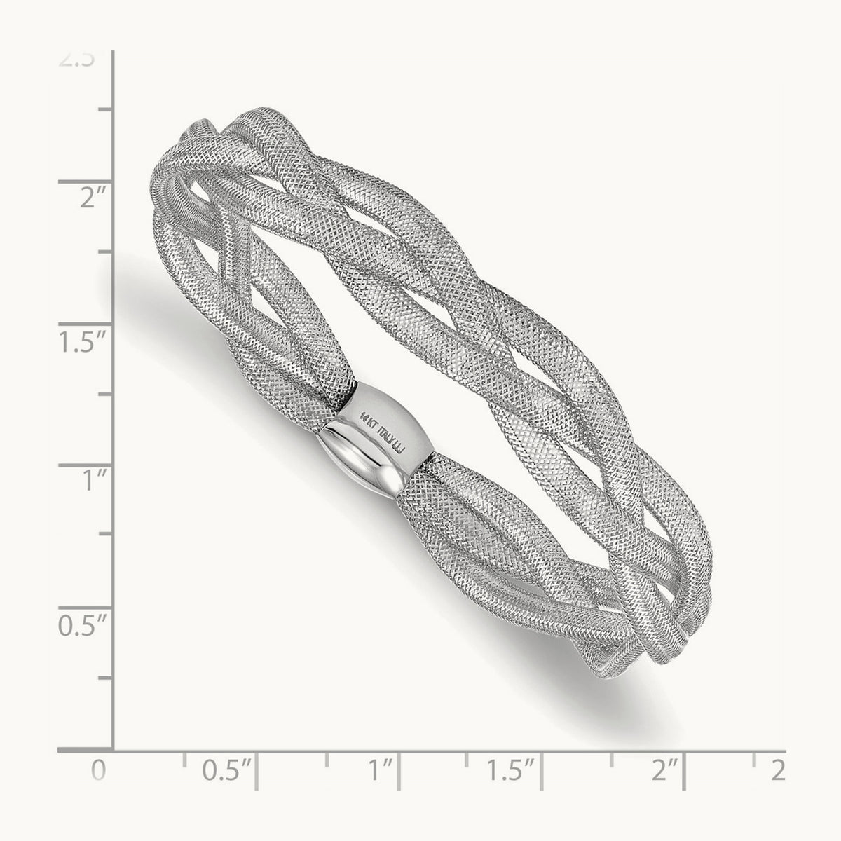 Fancy Stretch Bangle Bracelet, 10.5mm wide — Leslie's in 14K Two-Tone Gold