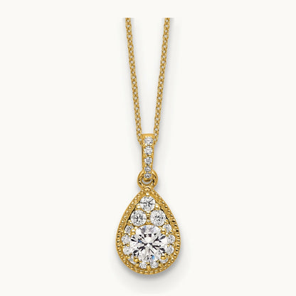 Teardrop Necklace, 0.50 ct tw Lab-Grown Diamond — 14K Yellow Gold