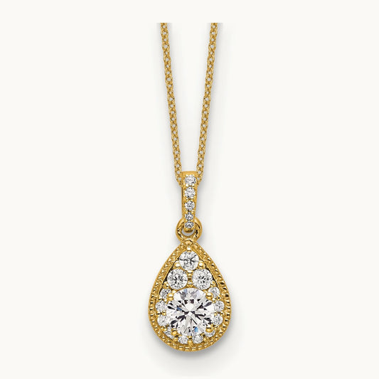 Teardrop Necklace, 0.50 ct tw Lab-Grown Diamond — 14K Yellow Gold