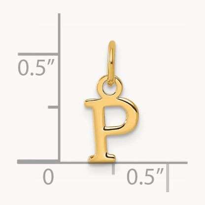 Cutout Letter P Initial Pendant, 14K Yellow Gold
