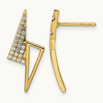 Polished Diamond Geometric Fashion Post Earrings, 14K