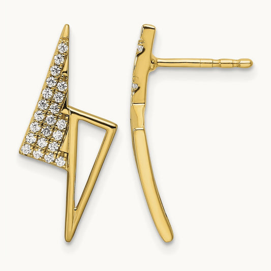 Polished Diamond Geometric Fashion Post Earrings, 14K