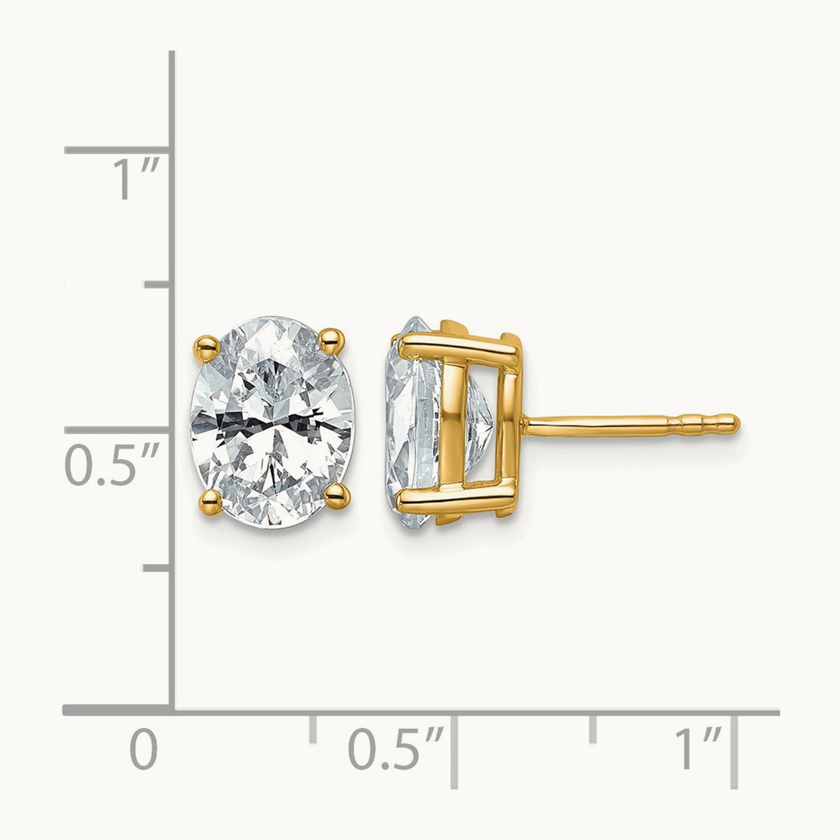 Oval Four-Prong Stud Earrings, 0.50-6.00 ct tw Lab-Grown Diamond — 3 ct, 14K Yellow Gold