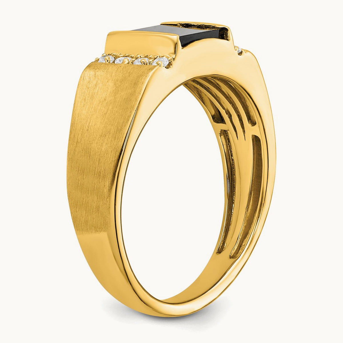 Square Onyx and Diamond Men's Ring — 14K Yellow Gold