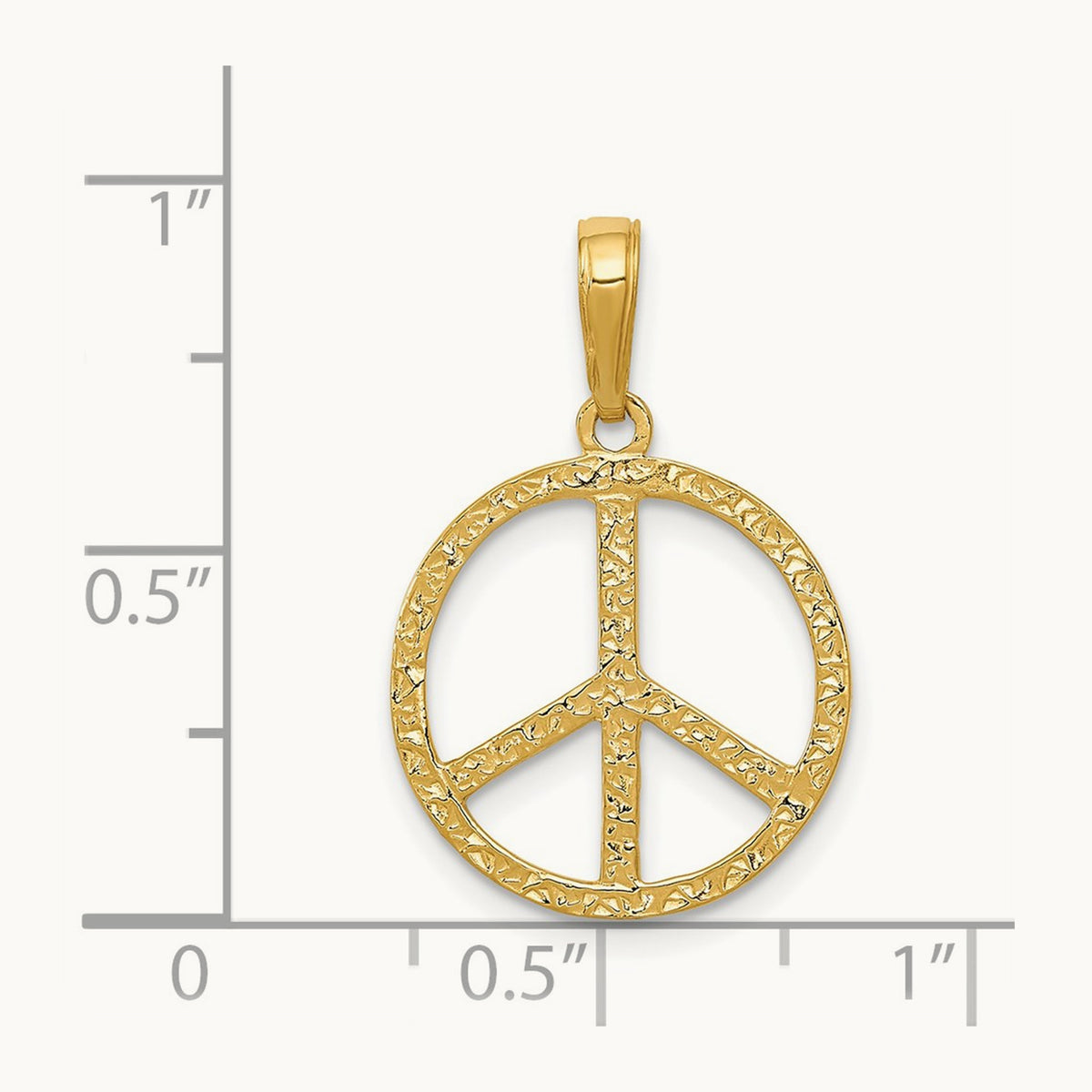 Textured Peace Sign Pendant, 14K