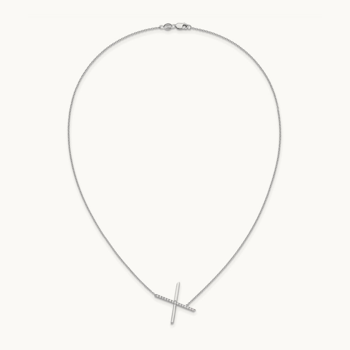 Sideways Diamond Necklace — 14K White Gold, X