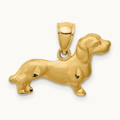 Diamond-cut Dachshund Pendant, 14K