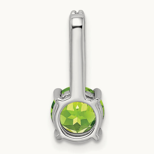 Round Peridot and Diamond Pendant, 14K White Gold
